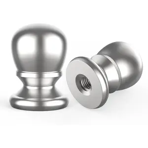 2 Pcs Ball Lamp Finial Caps, 1/4-27 Inch Threaded Solid Lamp Shade Head Top Screw Knobs Decorative Replacement Nuts for Lamp Shade, Lighting Fixtures, Table or Floor Lamps (Polished Silver)