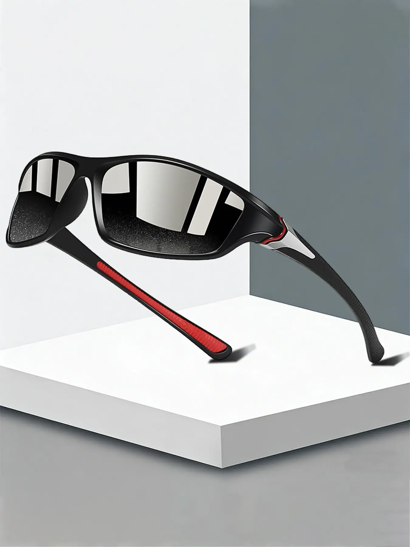 Latest Model Plaid Square Sports Glasses,Unisex,Classic Splicing Frame Paired Collocation Anti Slip Rubber Nose Pad,Enhance Wearing Comfort.Ideal Choice For Outdoor Activities Such As Driving,Cycling,Rock Climbing,Etc