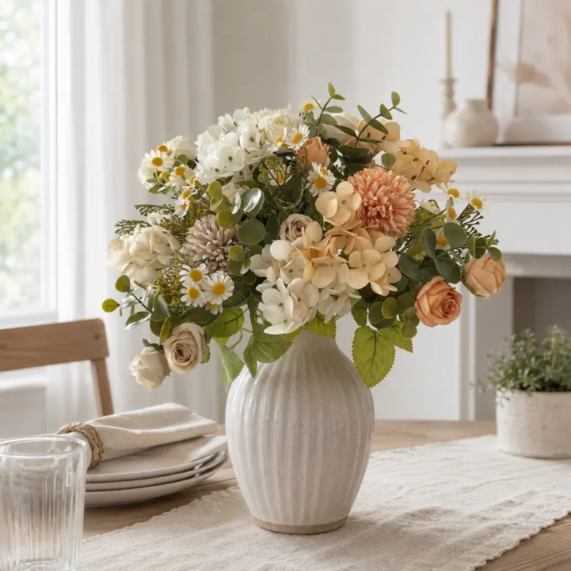Vintage Faux Rose & Peony Mixed Floral Bouquet
