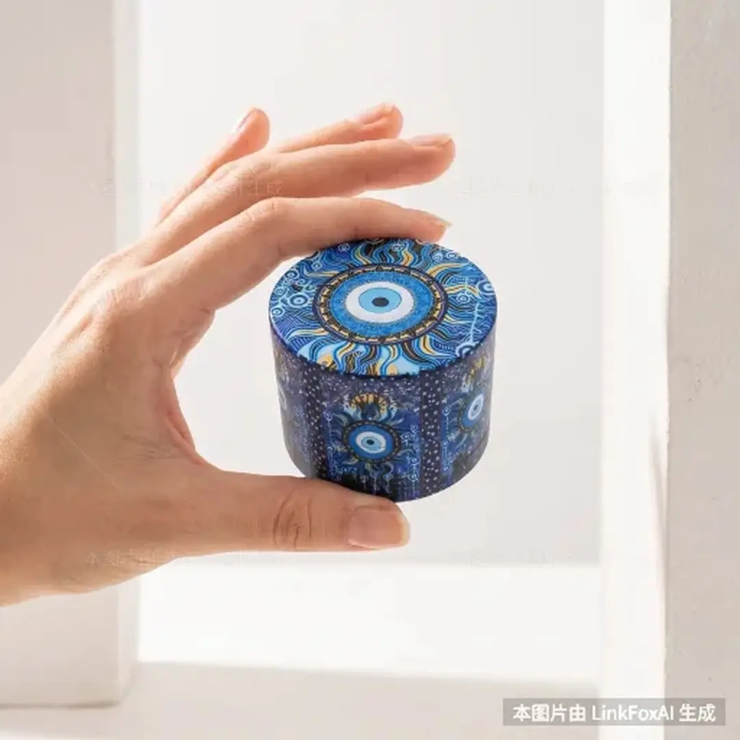 1.97 inch 50mm Blue Eye Pattern Metal Manual Spice Mill Four Layer Salt Pepper Grinder Zinc Alloy Kitchen Seasoning Tool Gift