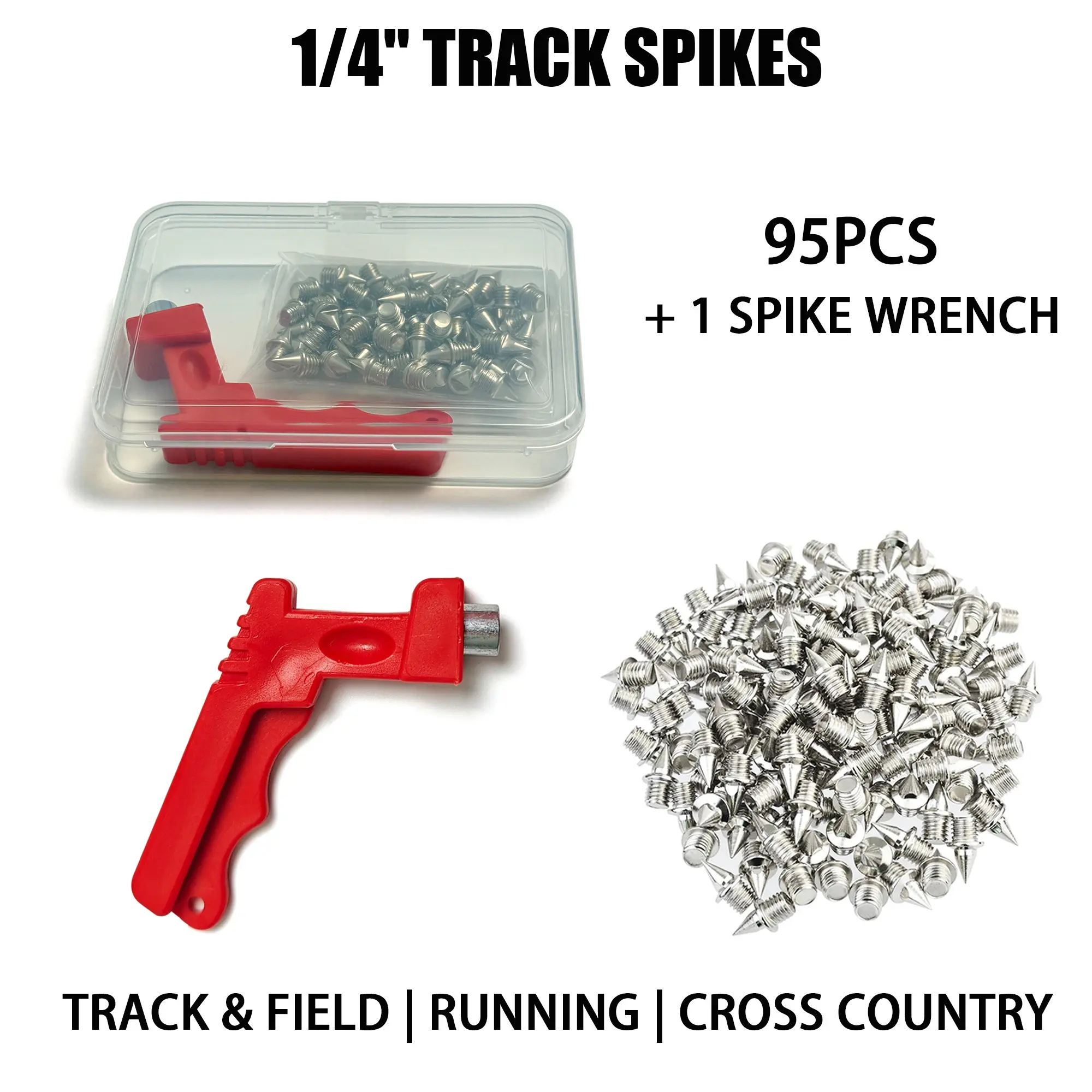 95pcs 1/4 Inch Track Spikes with Wrench, Track and Field Replacement Spikes for Running Shoes, Durable Design for Athletic Performance