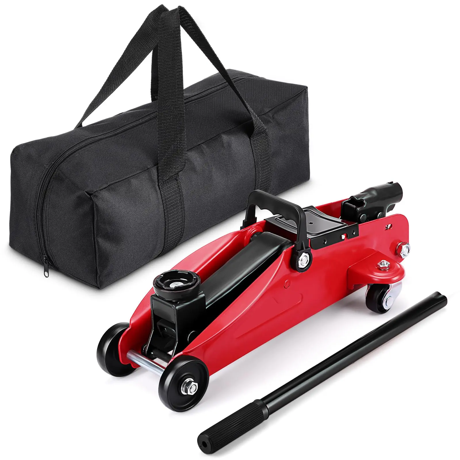 Garvee 2 Ton Low Profile Hydraulic Floor Jack, solid steel trolley, rated 4400LBS with 3.35''–13'' lifting range, portable auto lift ideal for sports cars, SUVs and trucks in home garages.