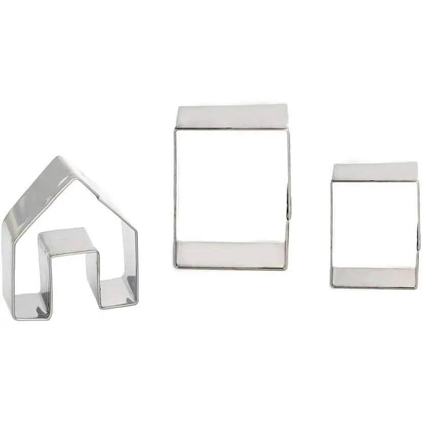 Gingerbread House Cookie Cutters, Stainless Steel Mini Christmas House Mold