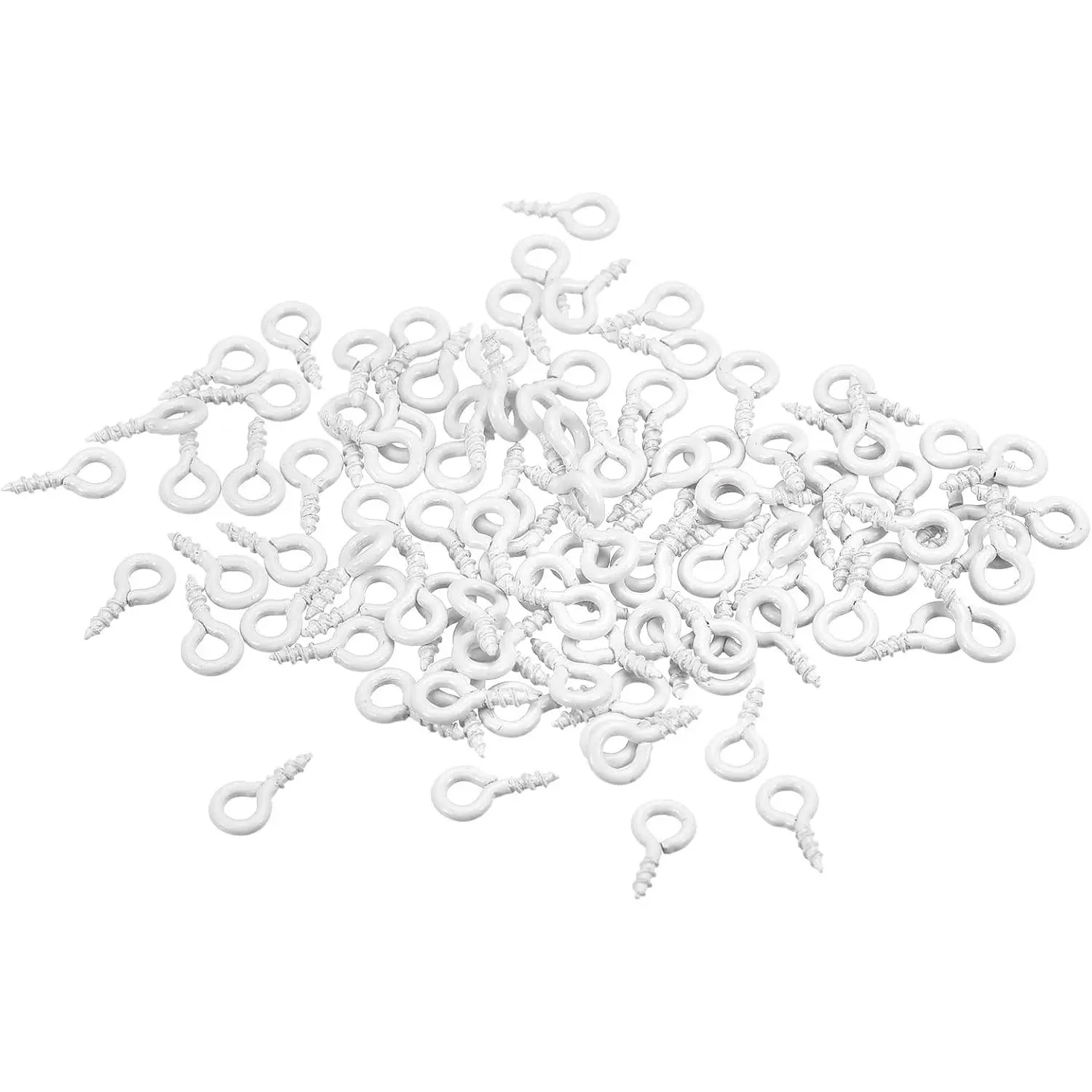 200Pcs Small Screw Eye Pins Hooks Mini Threaded Eyelets Screws, 4x8x1mm White Self Tapping Screws for Jewelry Making Findings DIY Crafts