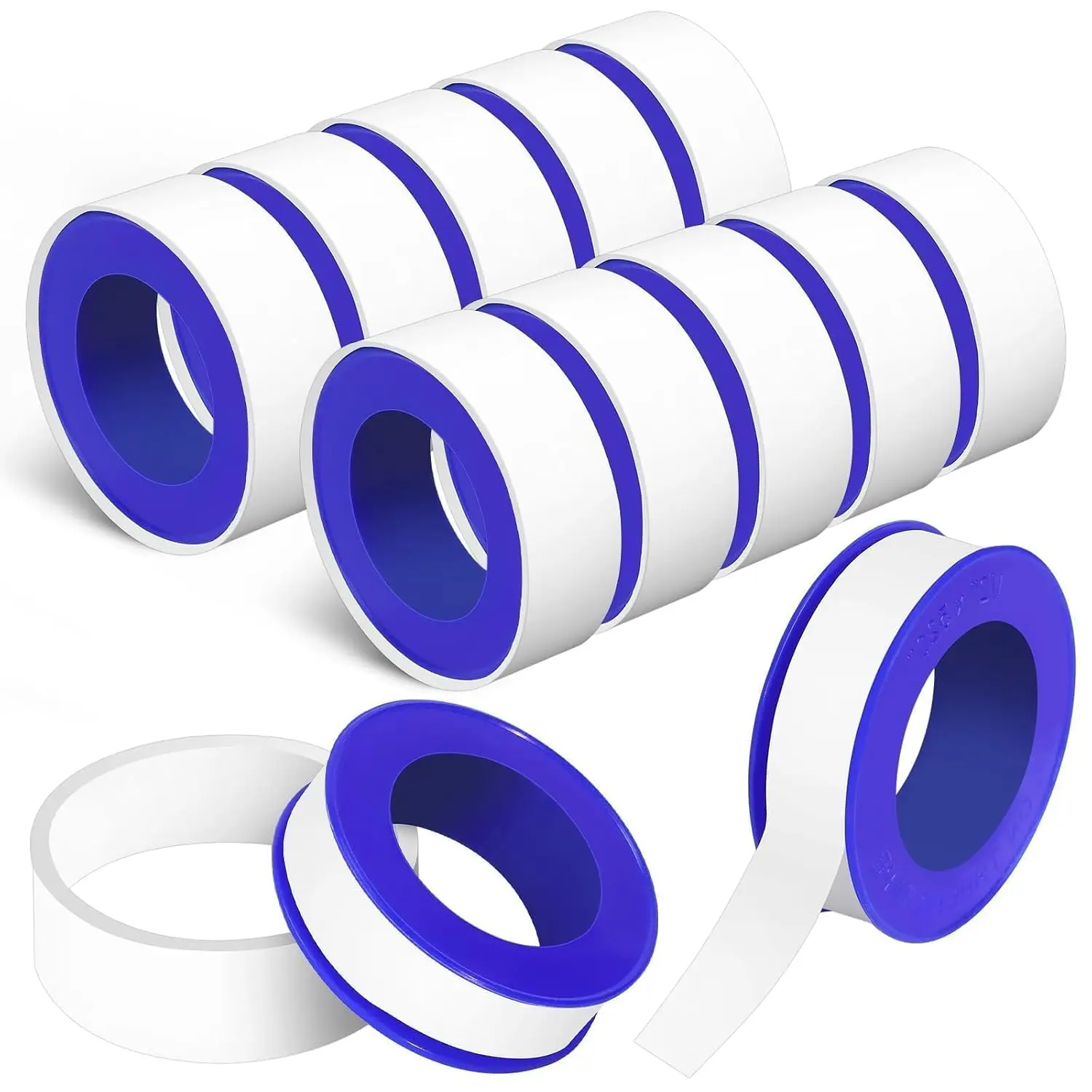 12 Pack Teflon Tape, 1/2" x 520" PTFE Thread Seal Tape for Pipe |  Leak Prevention - Watertight bonding for shower heads, bathroom faucets, and sink hose connections