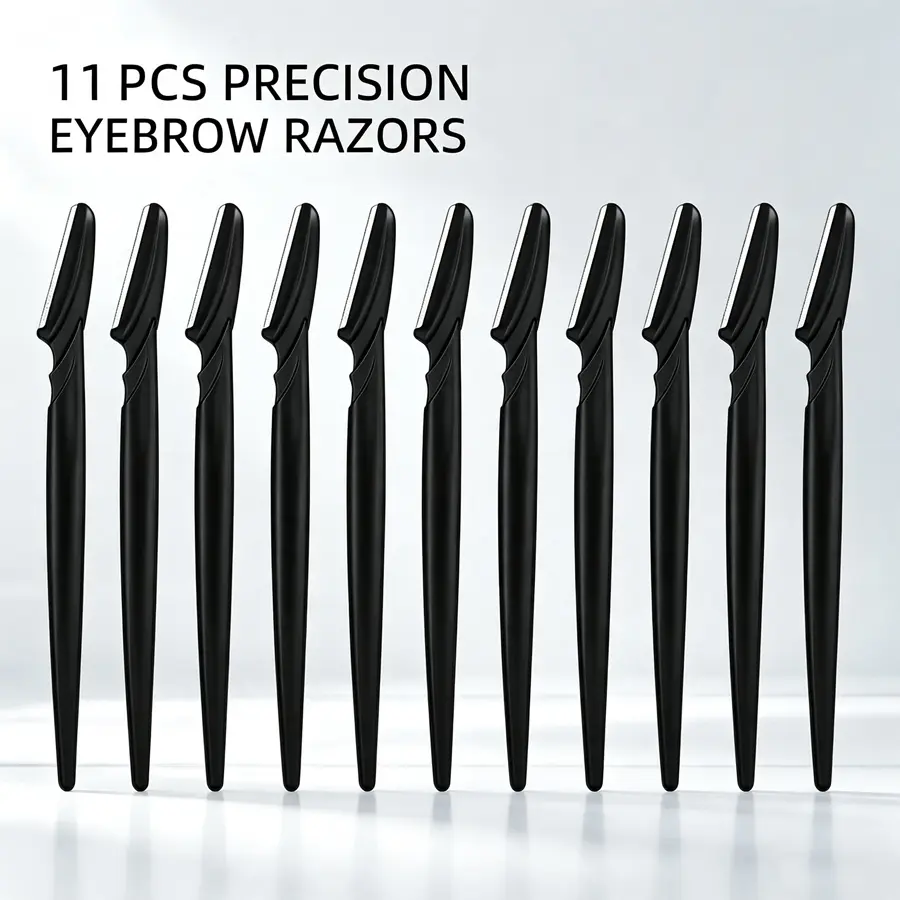 11 Sets of Black Eyebrow Trimming Knives, Facial Hair Removal Tools, Disposable Portable Eyebrow Trimming and Shaving Knives, Women's Eyebrow Trimming Tools