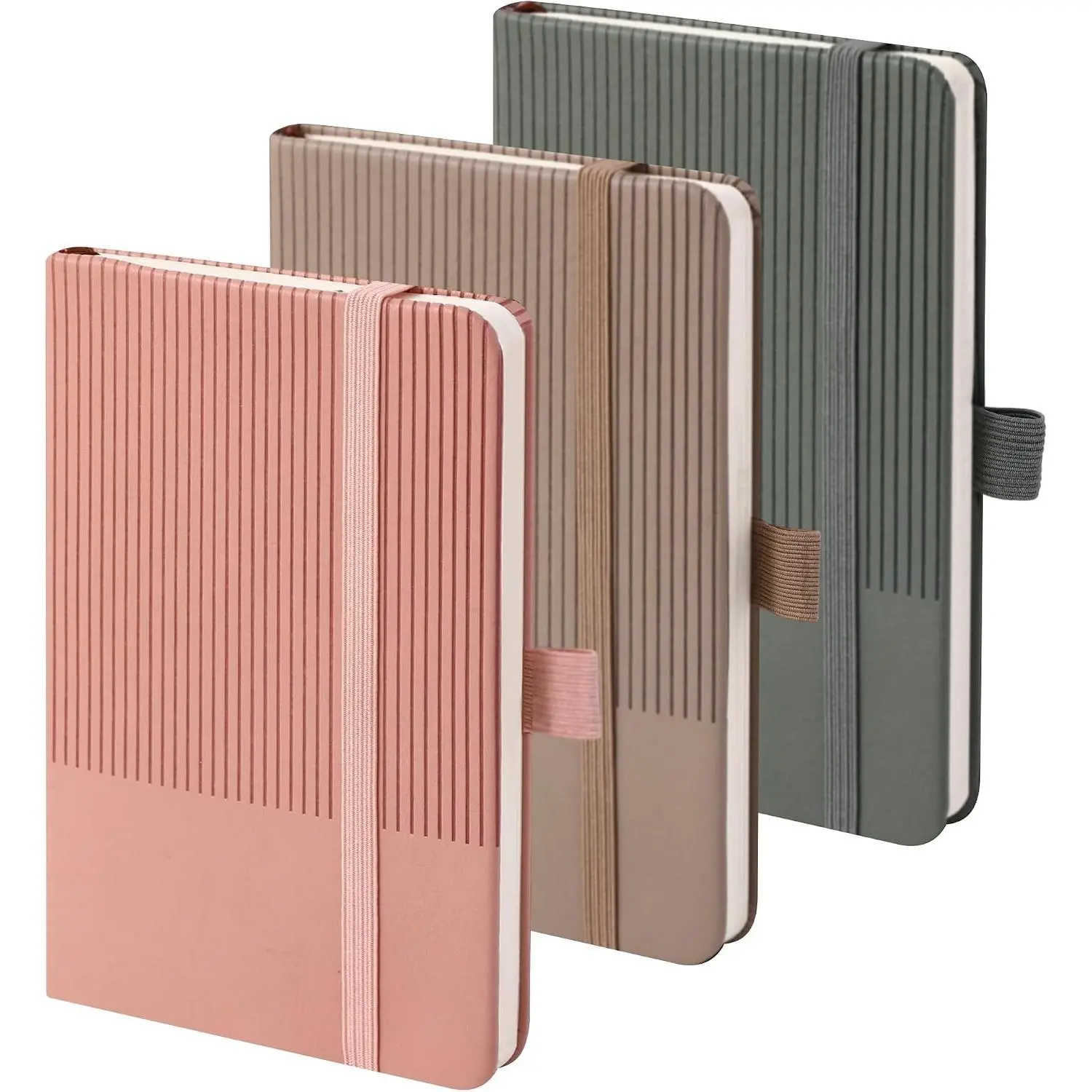 3 Pack A6 Pocket Notebooks - 600 Pages College Ruled Lined Journal, Hardcover Vegan Leather Mini Notepad for Note Taking, Work & Travel, 3.7"x5.7" for Women, Men & Students