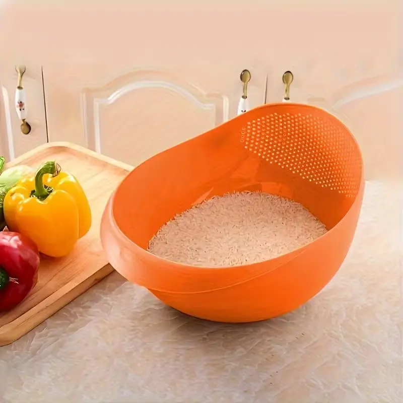 Multifunctional Rice Strainer and Filter Basket, Kitchen Colander, Plastic Kitchen Tool, Easy Cleaning and Draining, Creative Fruit and Vegetable Filter Bowl