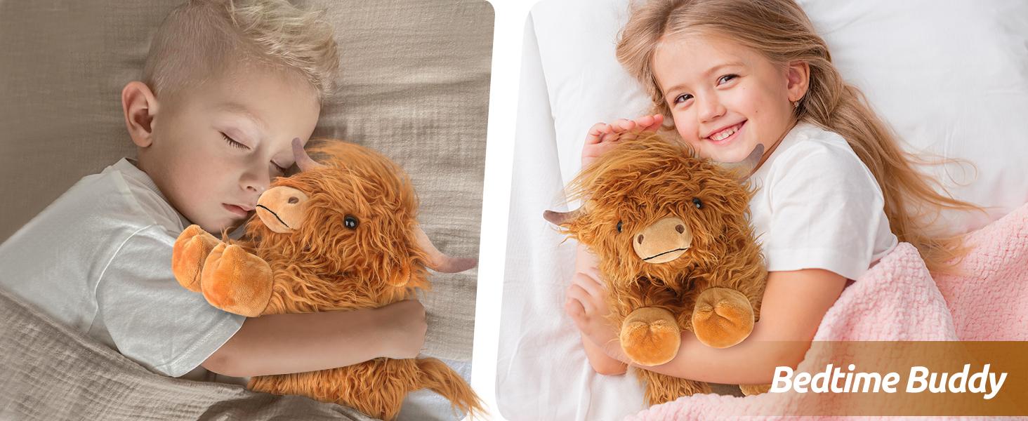 Highland Cow Stuffed Animals, Microwavable Stuffed Animals Heating Pad for Cramps, Pain Stress Relief, Heatable & Coolable Lavender Scented Cow Plush Toy for Anxiety, Women Kid Bedtime Highland Cattle