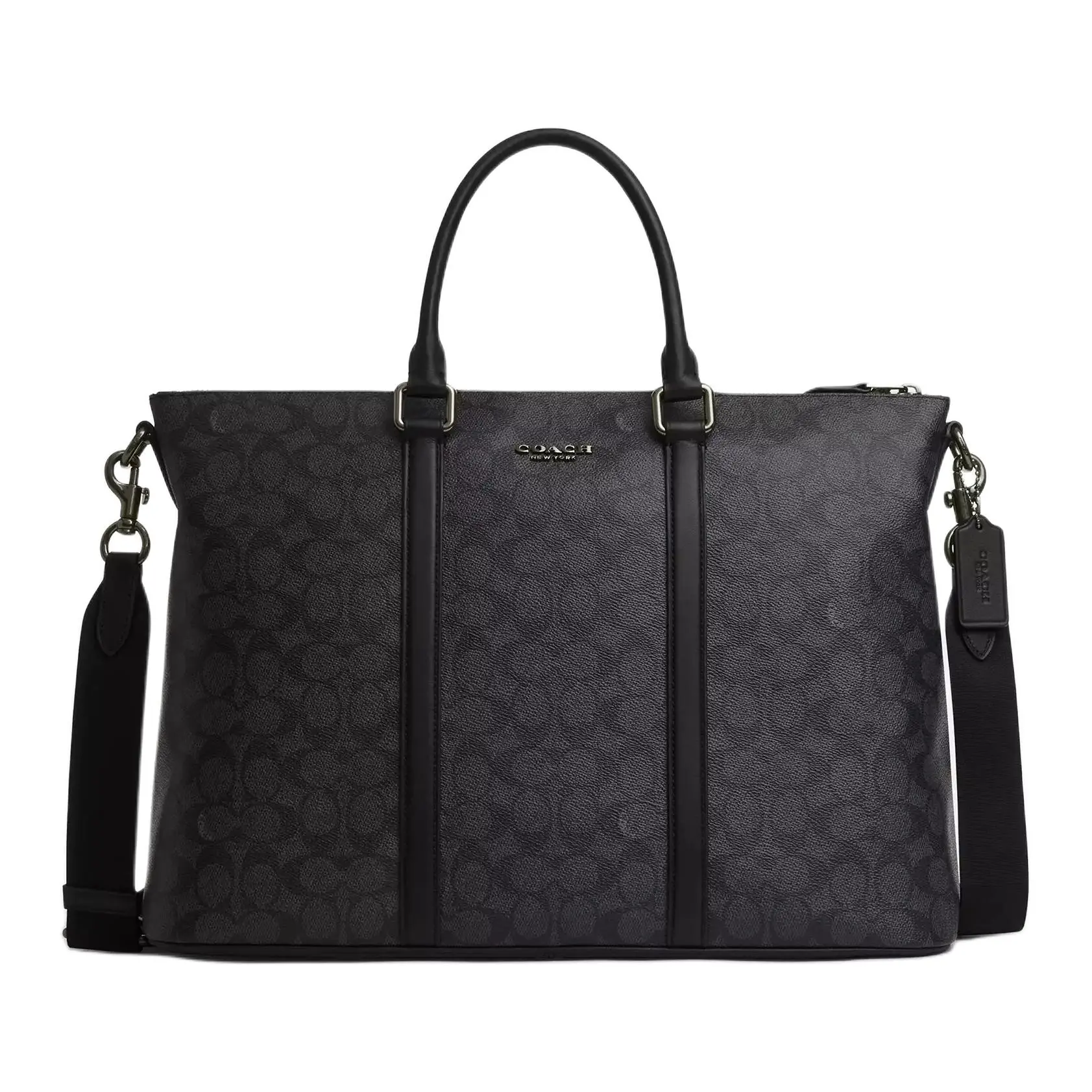 COACH Caleb 42 Detachable Strap Coated Canvas Crossbody Handbag for Men – Bronze, Charcoal, and Black