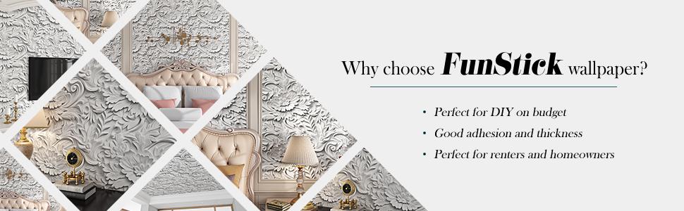 White 3D Floral Wallpaper Peel and Stick Embossed Flower Peel and Stick Wallpaper for Bedroom Ceiling Waterproof Removable White Contact Paper for Cabinets 17.5"x118"