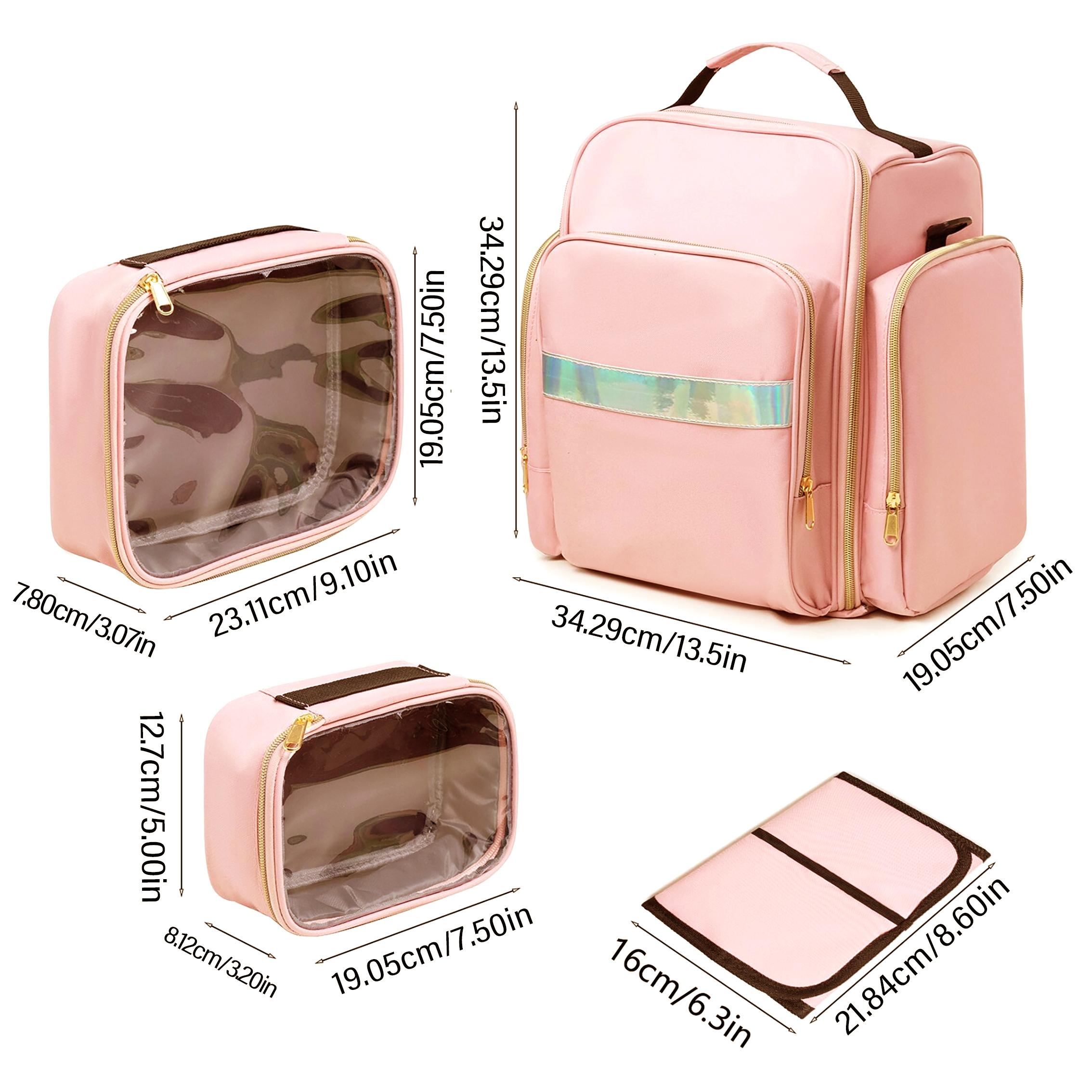 Makeup Bag with Detachable Boxes, 1 Count Large Capacity Cosmetic Storage Bag with Handle, Zipper Makeup Organizer Pouch for Travel, Travel Cosmetic Bags