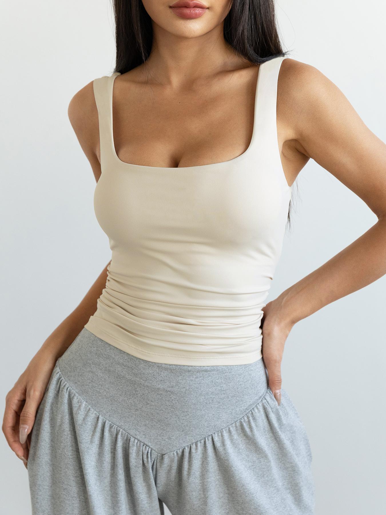 Women's Solid Color Sports Tank Top, Casual Comfortable Breathable Sleeveless Top for Exercise Gym Workout Running, Ladies Sportswear for All Seasons, Gymswear