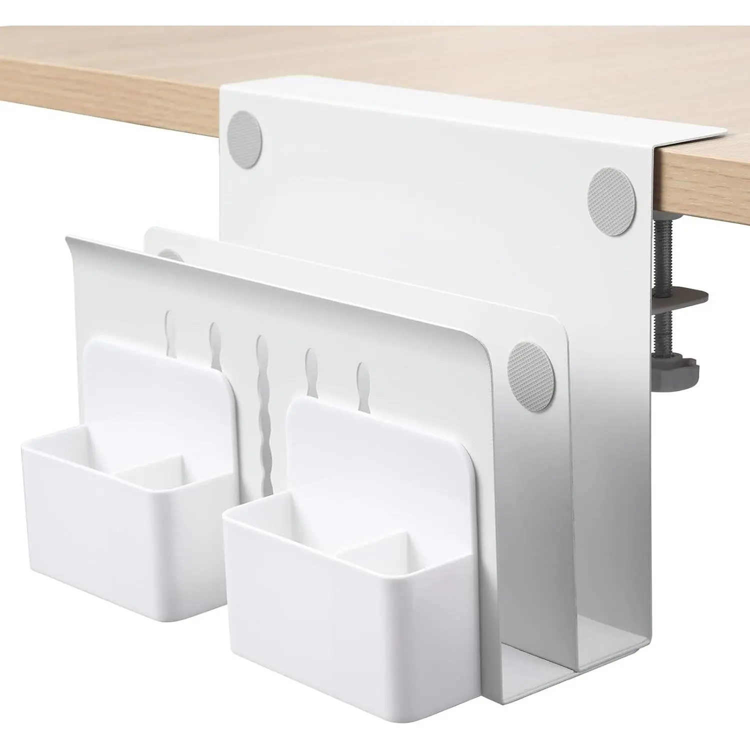 Clamp-On Under Desk Storage Set - Laptop Mount, Hanging File Organizer, No-Drill Cable Management Tray, Magnetic Pen Holder, 22 lbs Load Capacity, for Office/Home Use
