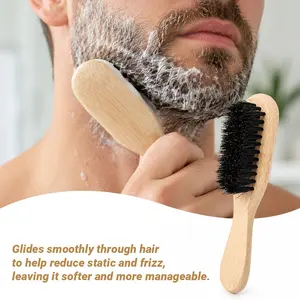 Bamboo Men's Boar Bristle Beard Comb, Beard Styling Comb, Cleaning Brush for Neck Stubble, Multifunctional Hair Brush, Salon Hairdressing Tool