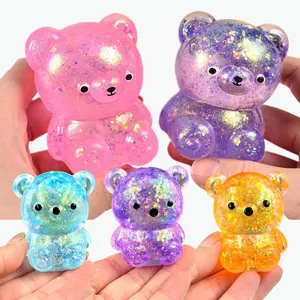 New Bear Squeeze Toy, Cute Glittering Sequins, Marshmallow Slow Rebound, Soft Stress Relief Toy, Novelty Toy, Multi-Color Blind Bag