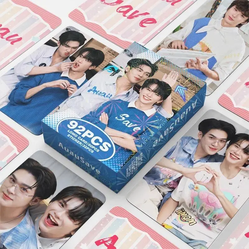 60PCS AuauSave Thai Star CP Double Sided Lomo Cards Set with 32PCS Bonus Stickers HD Idol Photocards Drama Fan Collection