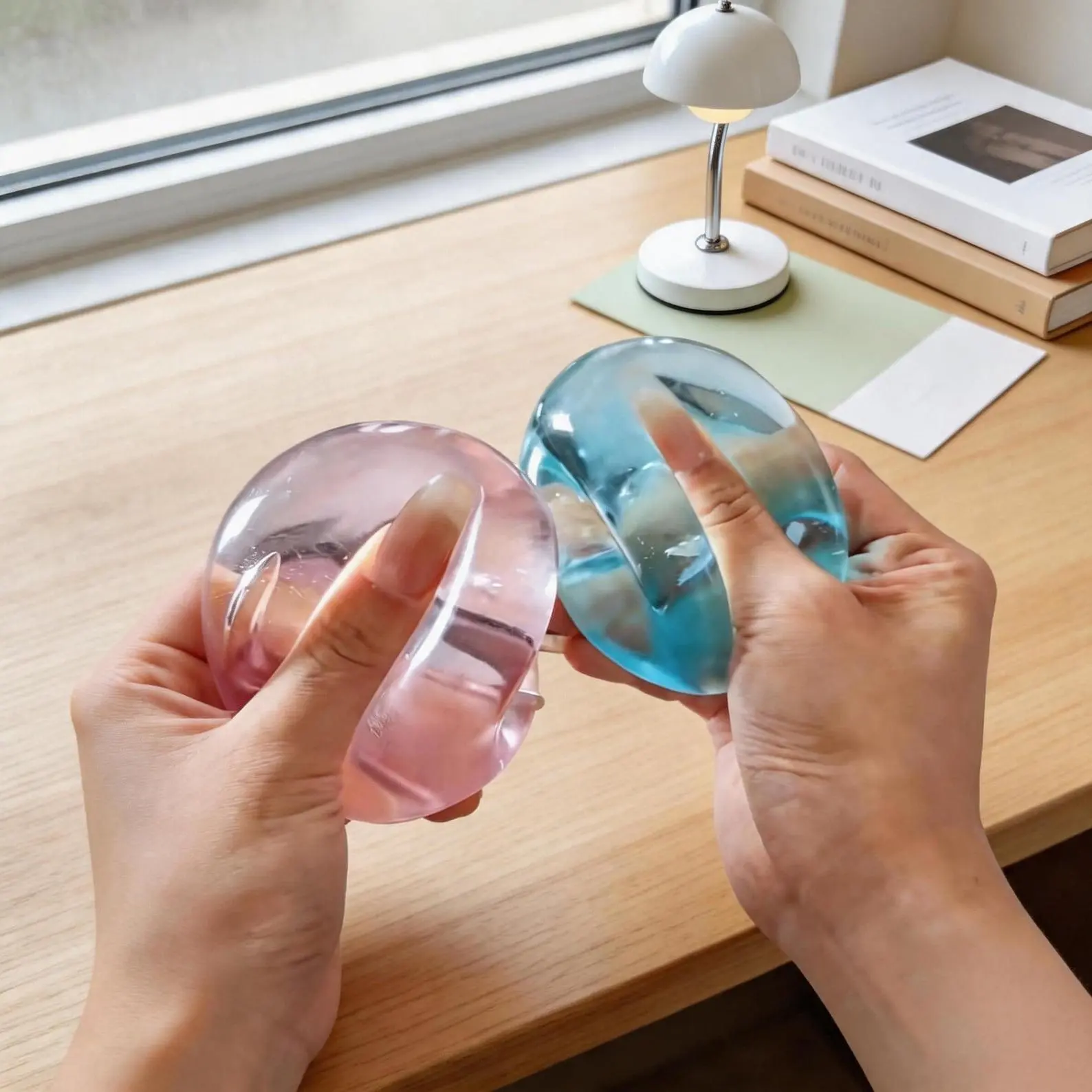 Crystal Squeeze Ball Squishy Toy Cold-Change Frosted Effect Soft Stress Ball Fidget Toy, Clear Colorful Squishy Balls