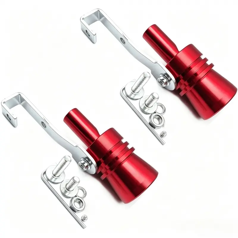 2PCS Red Turbo Whistle for Cars Universal Type Turbo Exhaust Whistle Exhaust Silencer for Car Durable Rustproof for Motorcycle Truck Sedan