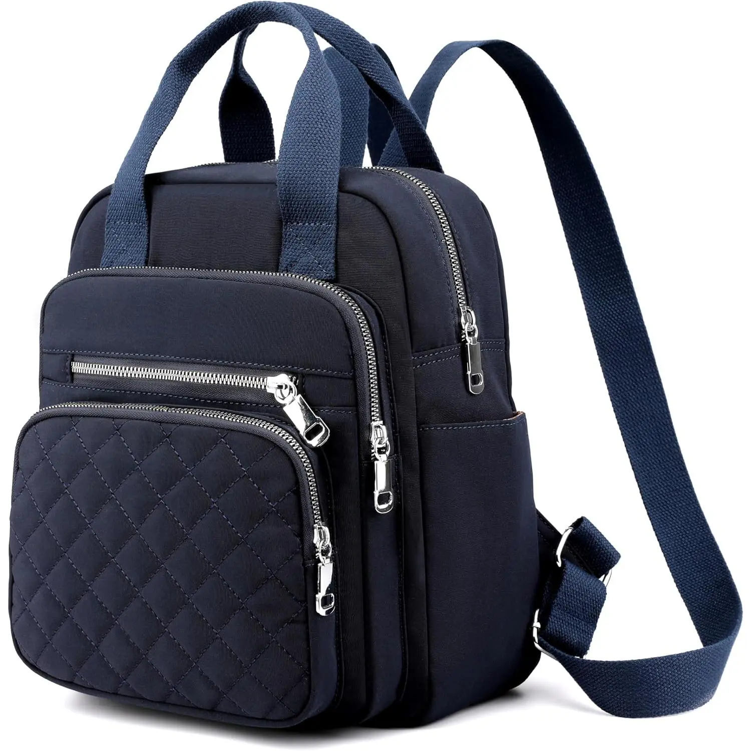 Small Backpack for Women Casual Quilted Square Bag  Multi Pockets Daypack Lightweight Top Handle Satchel