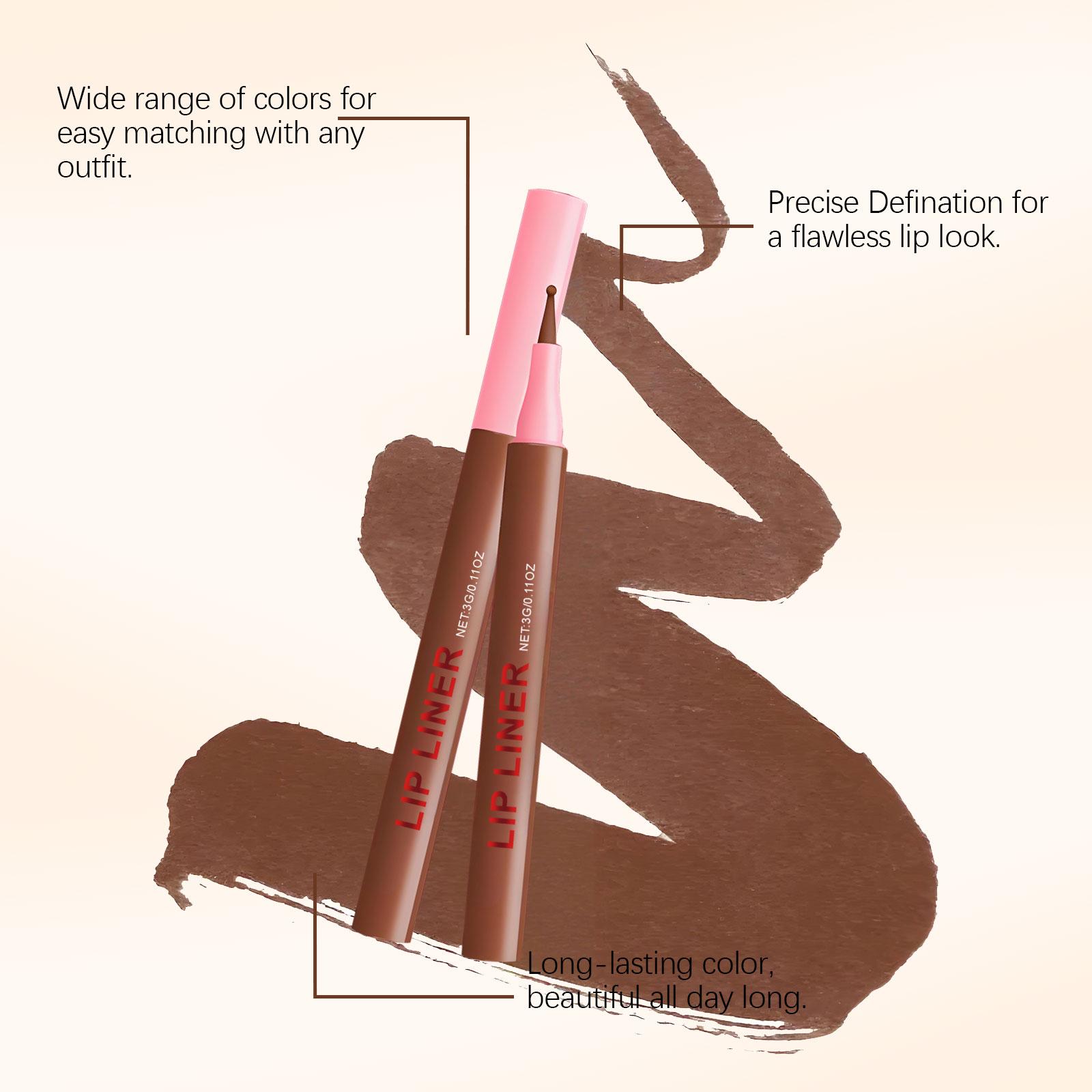AMZ The Brown Waterproof Lip Liner Pen Is Versatile, Natural, Long-Lasting, Easy To Apply Color, And Not Prone To Smudge. It Is A Waterproof And Plumping Lip Liner Pen