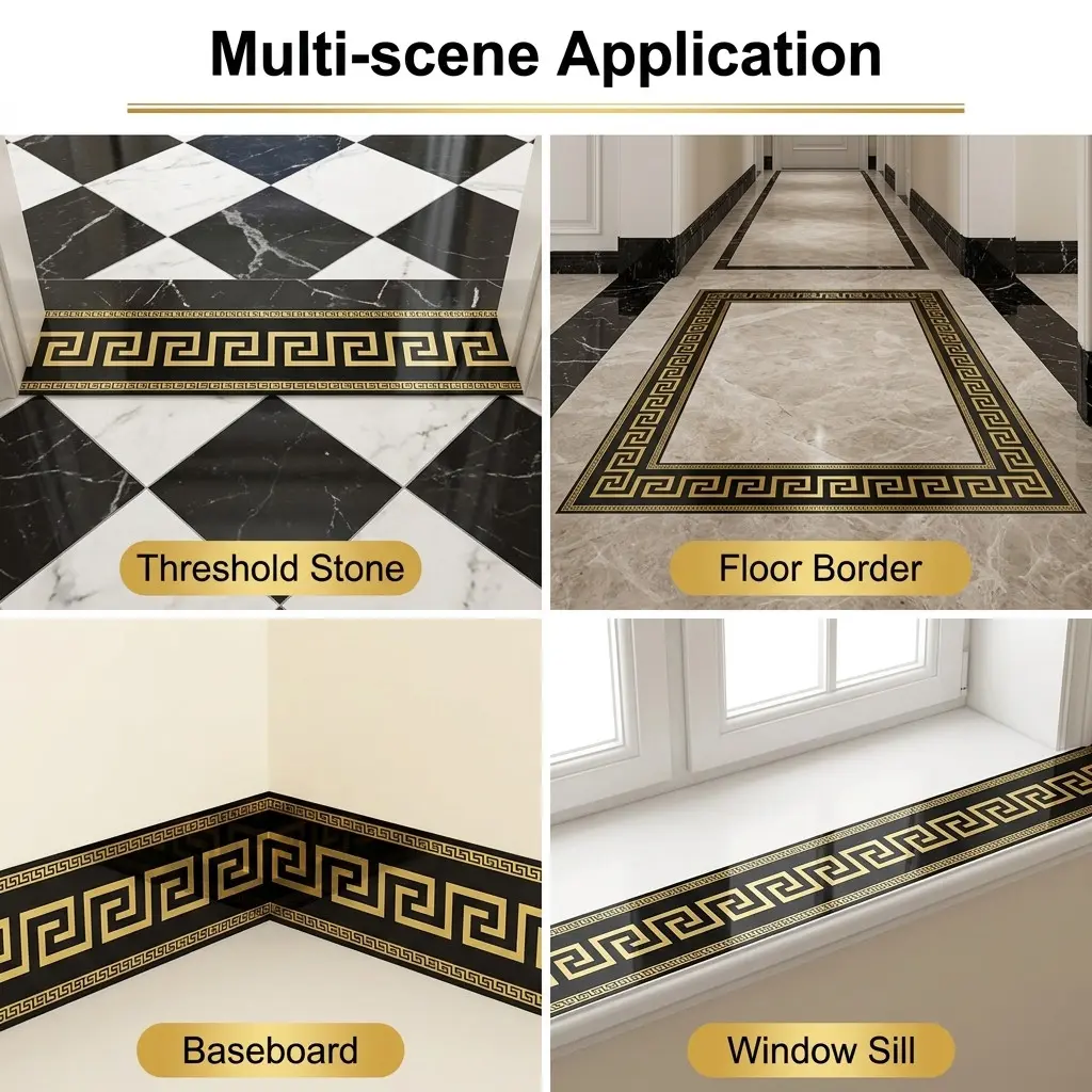 Thick Retro Self-Adhesive Baseboard Wallpaper, Waterproof Durable Home Decor, DIY Cuttable, Fits TV Wall, Door Frame, Kitchen, Bathroom