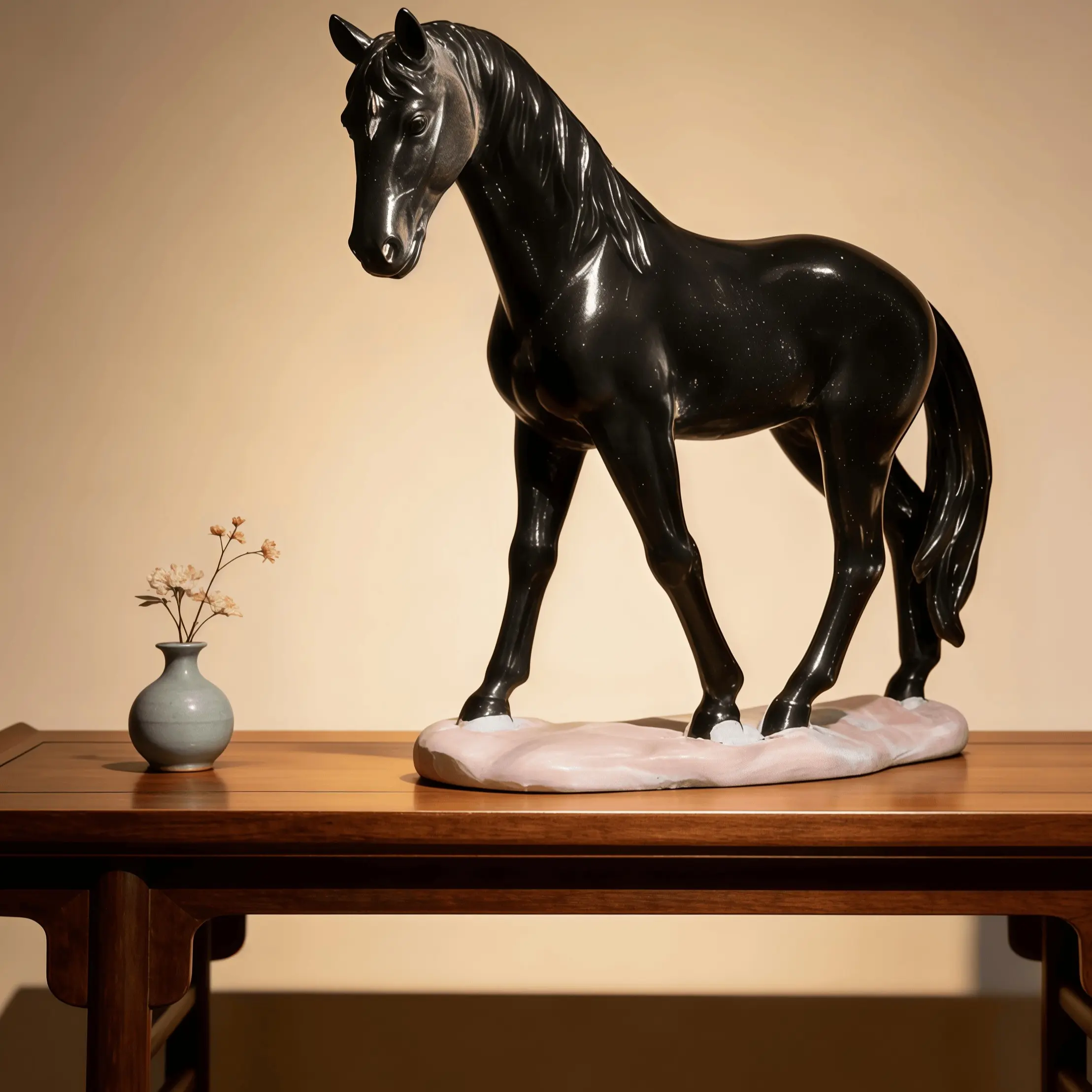 Horse Sculpture Decor, Resin Figurine Statue, Resin Animal Ornaments, Office Desk Bookshelf Ornament, Ideal Gift for Opening Ceremony, Luxury Home Decoration, Animal Art Piece