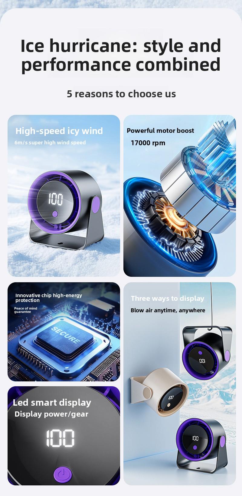 Popular desktop fan, household high-speed fan, office small electric fan, USB rechargeable circulation fan