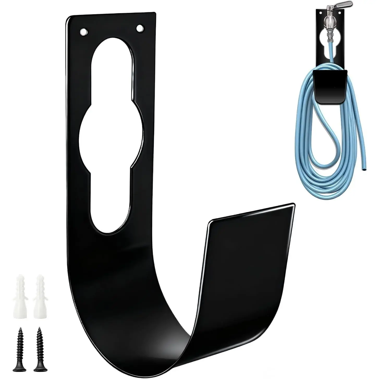 Hose Holder Wall Mount,Heavy Duty Garden Hose Hanger Reel Metal Hose Hooks Fit to100ft Expandable Watering Hose Storage