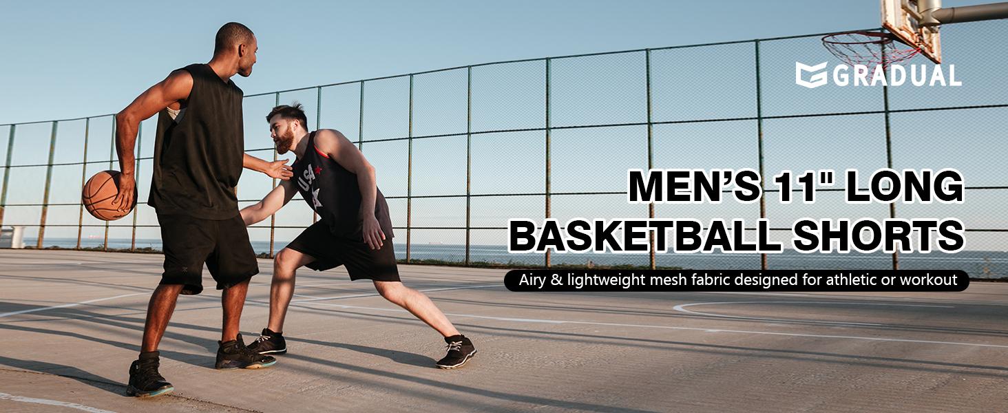 Men's Long Basketball Shorts with Zipper Pocket 9"/11'' Quick Dry Gym Shorts Lightweight Athletic Shorts for Men
