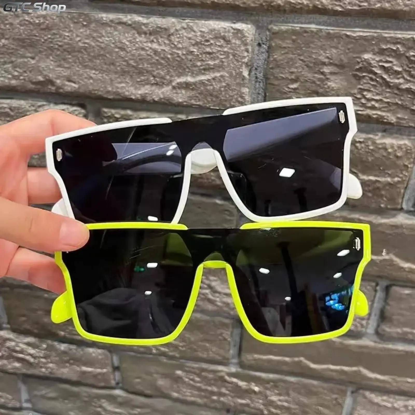 2-Pack Unisex Oversized Square One-Piece Sunglasses, Trendy Punk Street Style Shades with UV Protection, Bold Fashion Eyewear Perfect for Daily Outfits, Streetwear, Festivals, Photoshoots & Outdoor Activities
