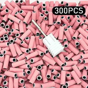 300PCS 3MM Sanding Bands With 1PC Mandrel for Nail Drill #180 #240 Grit Nail Sanding Band Bulk for Salons Manicure Nail Art Tools