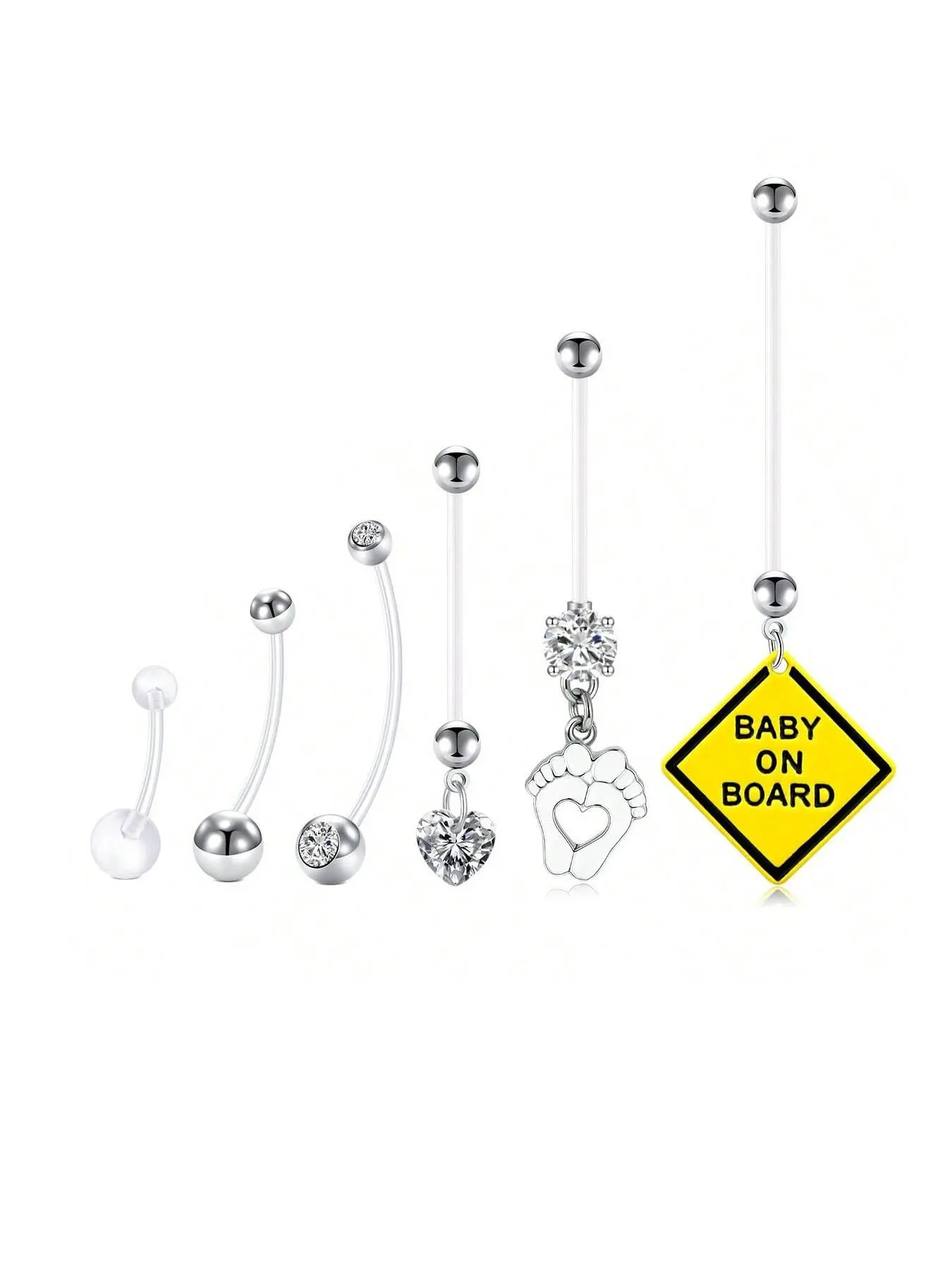 Mixed Style Belly Button Rings, Navel Ring, Fashionable Belly Piercing Jewelry, Pregnancy Piercing Jewelry for Women & Girls, Trendy All-match & Exquisite Jewelry for Birthday Gift, Body Piercing Jewelry