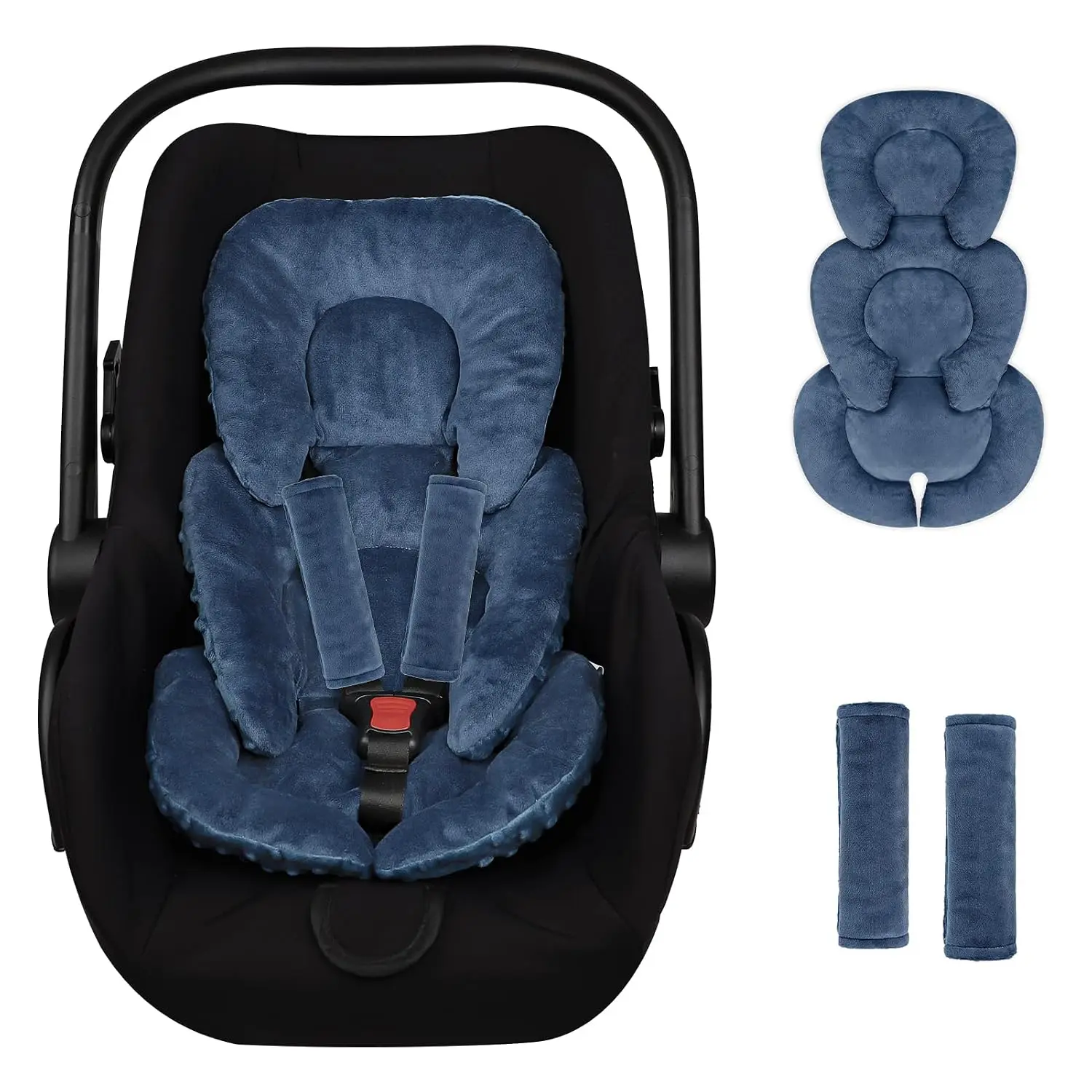 Infant Car Seat Insert Head and Body Support, Reversible Newborn Insert for Carseat with Strap Pads, Soft Stroller Cushion Pillow Insert for Boys and Girls, Fits for Stroller, Swing, Blue