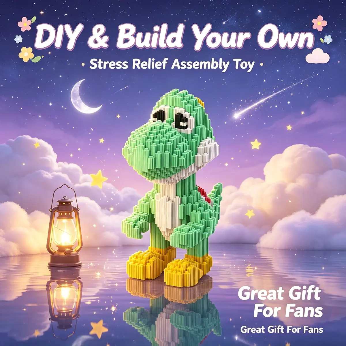 Starlight Dinosaur 3D Puzzle Block Ornament, Home Office Decor, Party Decoration, Ideal Gift, Handmade Craft, Lightweight Statue, Collectible Display