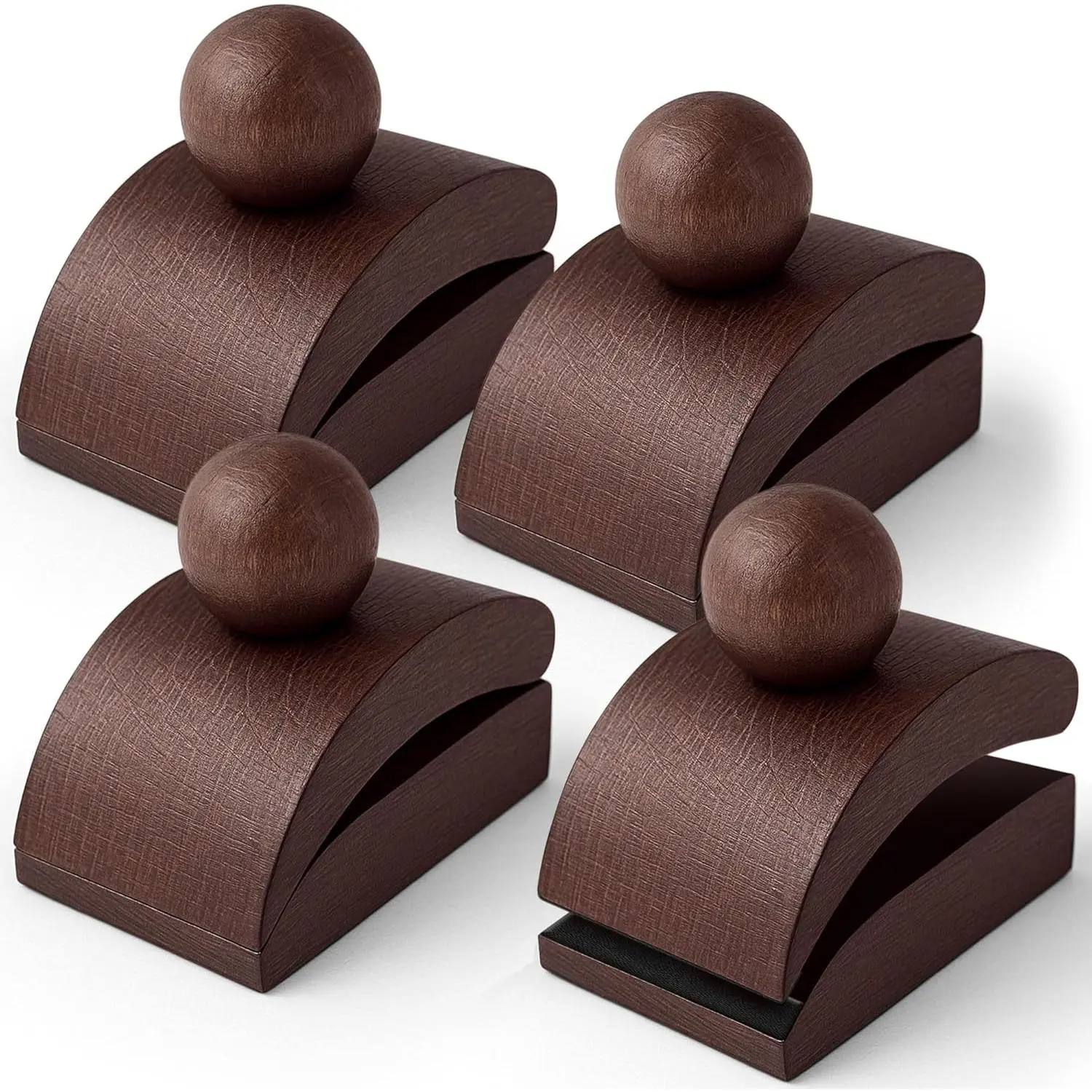 Brown Oak Wooden Quilt Hanger for Wall Display - 4-Piece Set with Silicone Grip, Secure Hold, Half Inch Max Thickness Capacity, Ideal for Home, Room, House Decor (Quilts, Rugs, Wall Art)