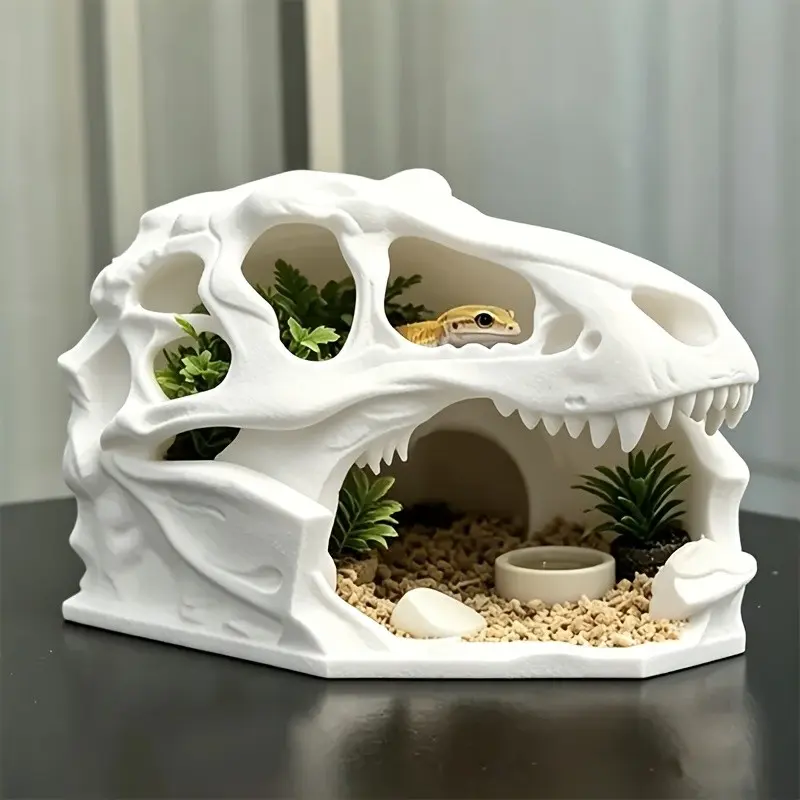 Reptile Hideout Decor, Large Opening & Spacious Interior, Safe Shelter Home for Geckos, Lizards, Snakes, Frogs, Waterproof & Durable Material