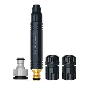 New Black Rocket Pressure Car Washer with 4-Faucet Connector, Nozzle, Quick , and Blister Pack Set for Home Use Up graded Alloy Multi-Flow Quick Connect
