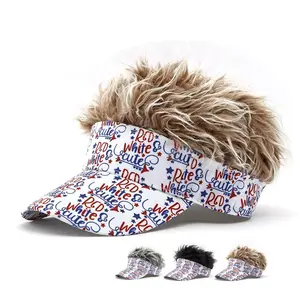 Mistdawn Funny Integrated Wig Baseball Cap, Letter Printed Unisex Street Hat, Lightweight Breathable 70g Adjustable Cap for Men Women