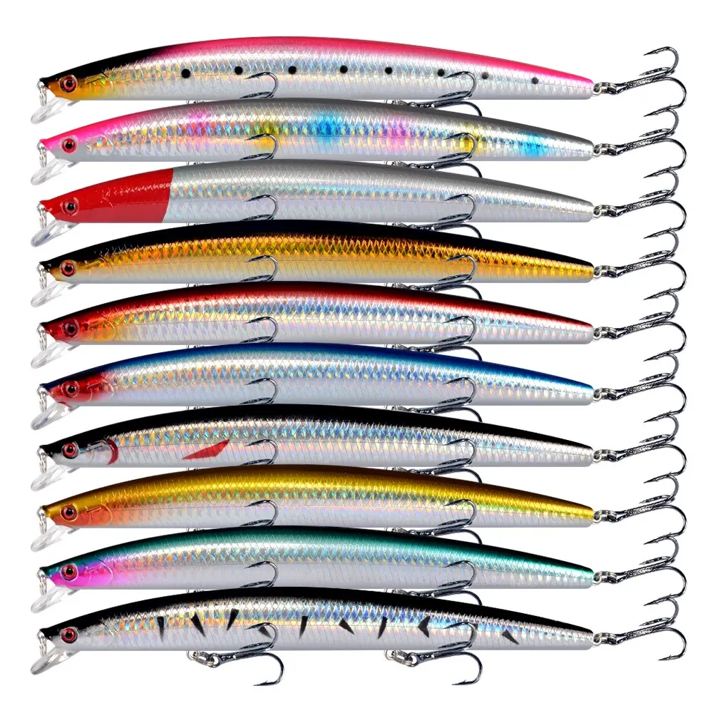 10-Pack Bestselling 18cm 24g Large Sea Fishing Lures, Minnow Soft Bait, Angling Gear, Fish Hooks, Ideal for Deep Water Fishing