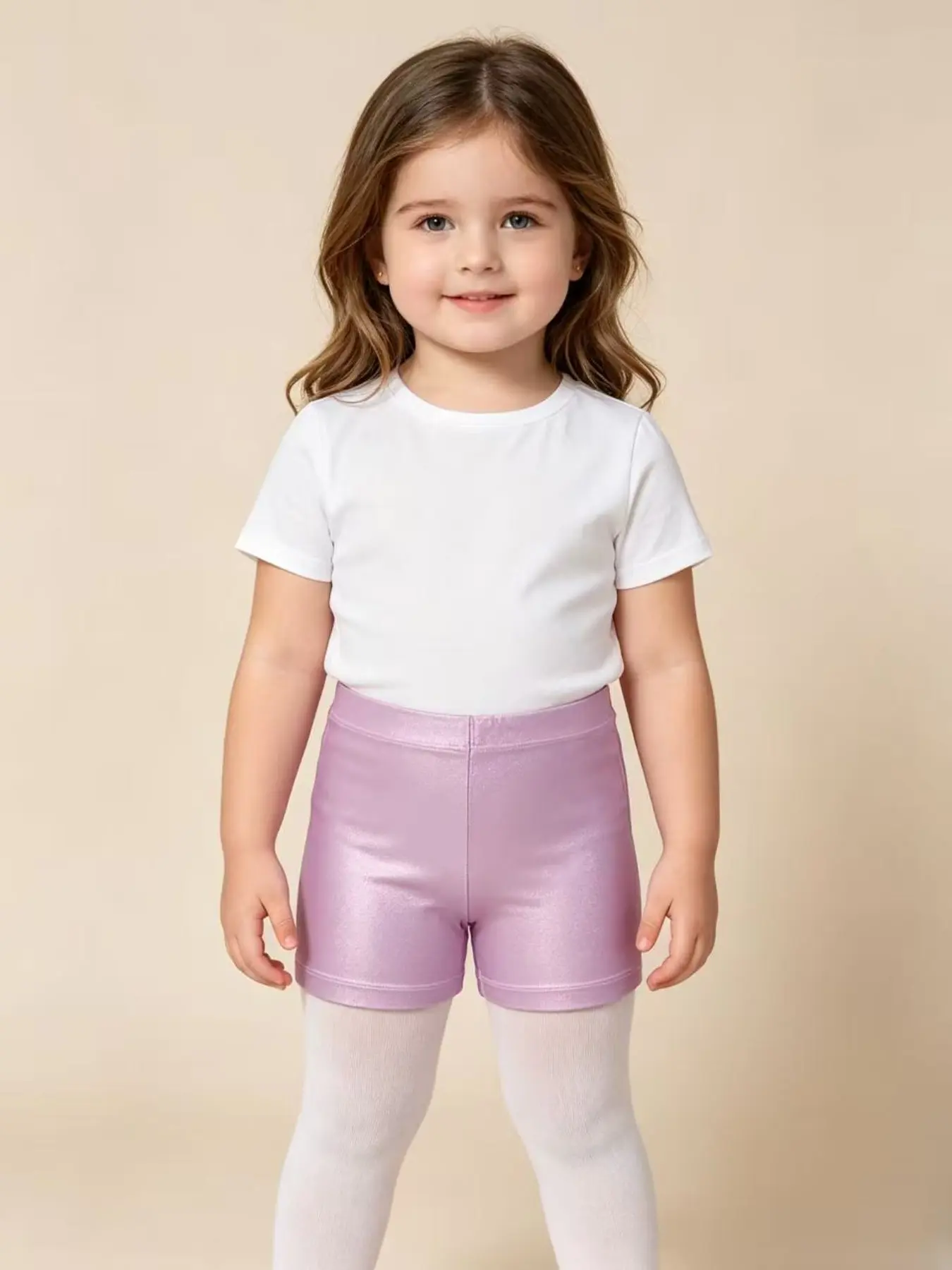 Girls Gymnastics Practice Shorts, Solid Color Dance Wear, Elastic Fit Sports Training Clothing, Wearable Gymnastics, Single Piece, Dancewear