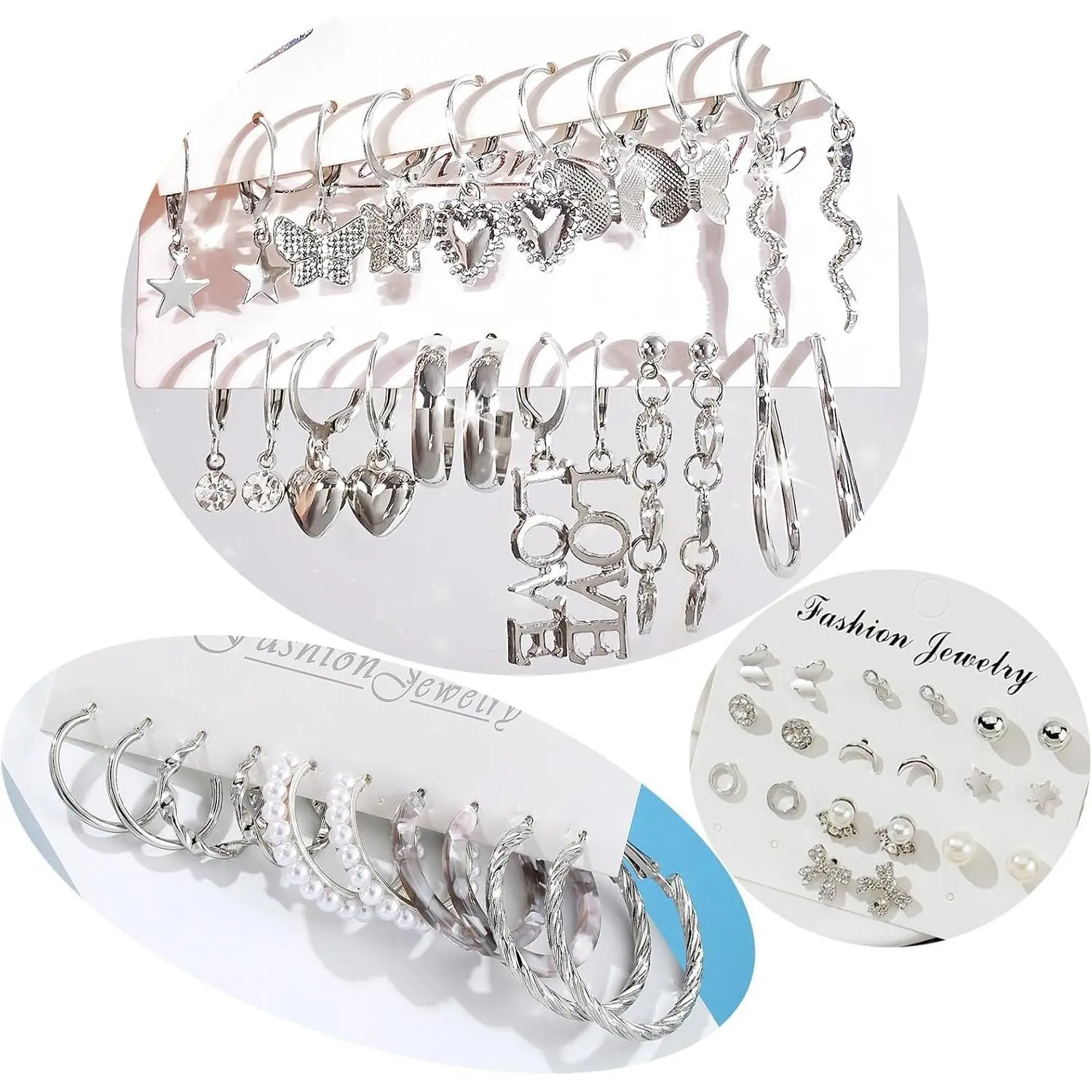 24 Pairs  Hoop Earrings Set for Women  Chunky Chain Twisted Open Hoops Dangle Earring Packs for Birthday Party Christmas Fashion