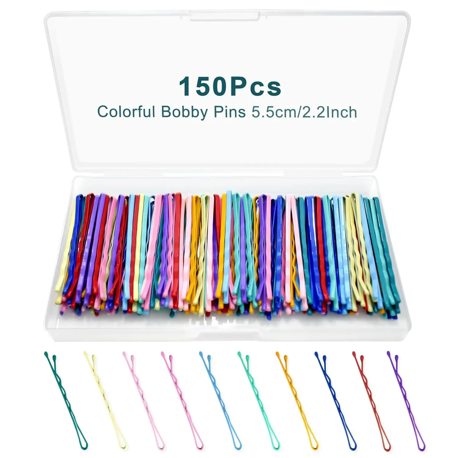 150 Pcs 2.2 Inch Mix Colorful Bobby Pin for Girls Women, Hair Pins with Cute Box, Colored Bobby Pins for Hair, Bobby Hair Pins Great for All Hair Types