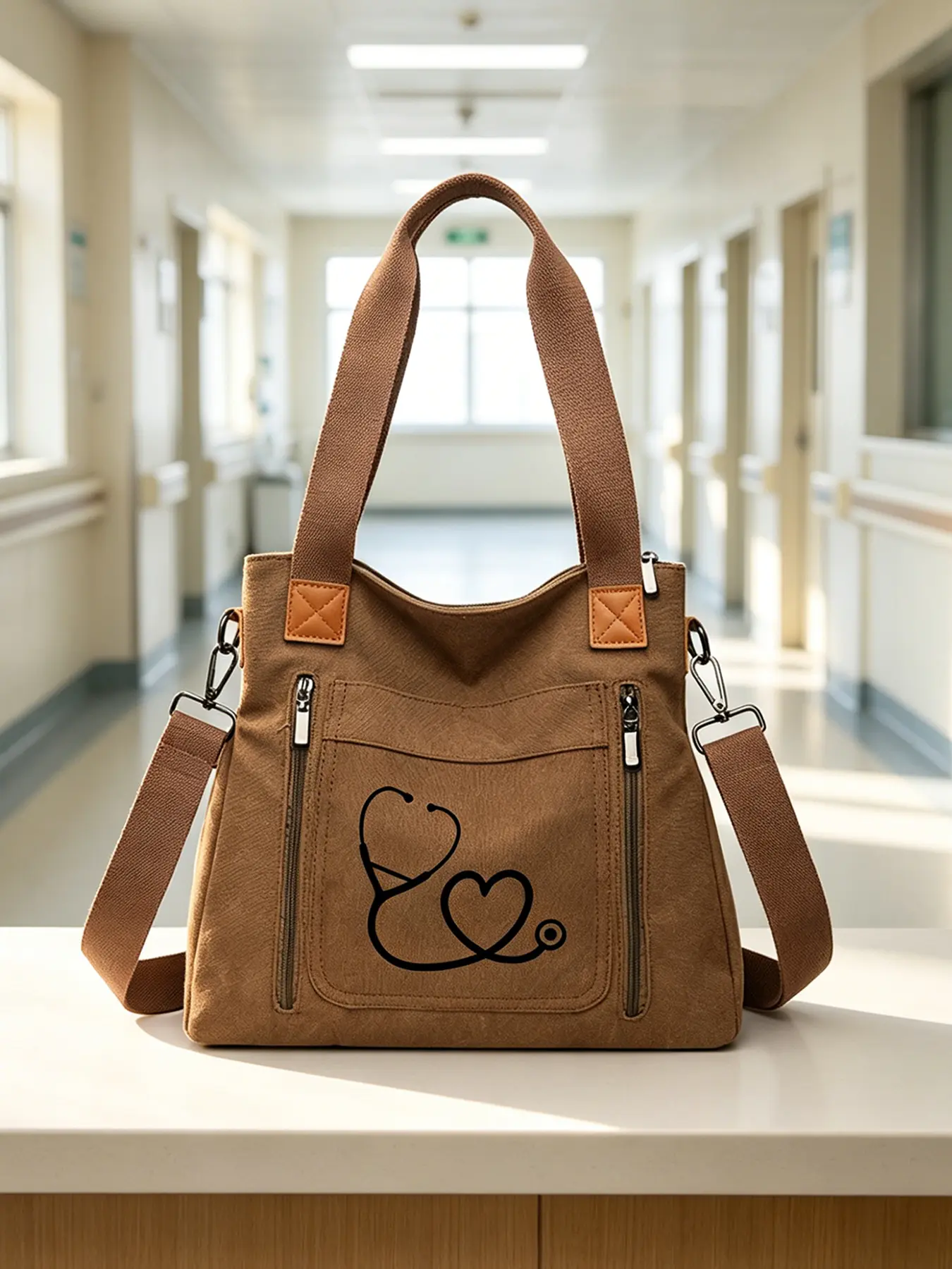 Nurse stethoscope-themed backpack, shoulder bag and tote bag, casual style. Lightweight with multi-pocket design, suitable for medical staff, students, travel, sports and daily commuting. Nurse Bag Daypack