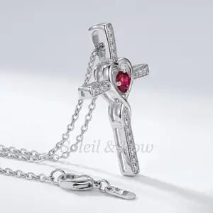 Women's Infinity Love Faith Crucifix Necklace, God We Trust Birthstone Crystal Pendant with Zirconia, Christian Costume Jewelry Accessory