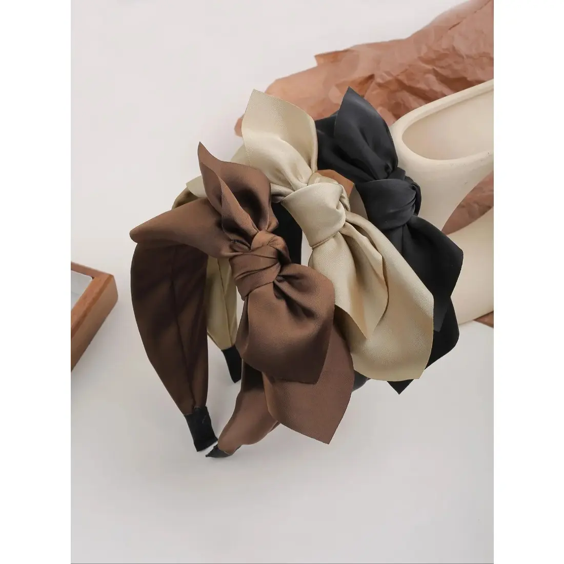 Solid Color Bow Decor Knotted Headband Set, Elegant Style Hair Hoop for Women & Girls, Fashion Hair Accessories for Party, Daily Clothing Decor, Bow Headbands, Hair Bows Headbands, Bowknot Hair Band