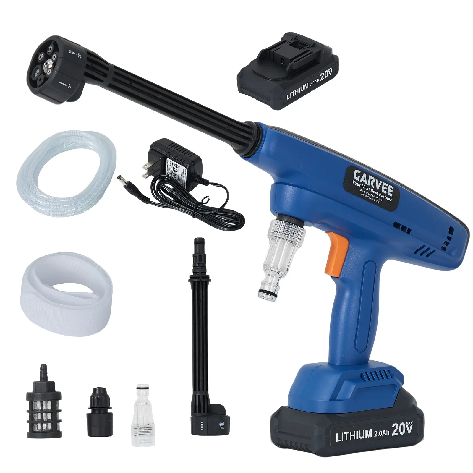 Garvee Wireless Portable Pressure Washer – 6-in-1 Adjustable Nozzle, Battery Powered, Self-Priming – For Car, Yard, and Outdoor Cleaning – Blue