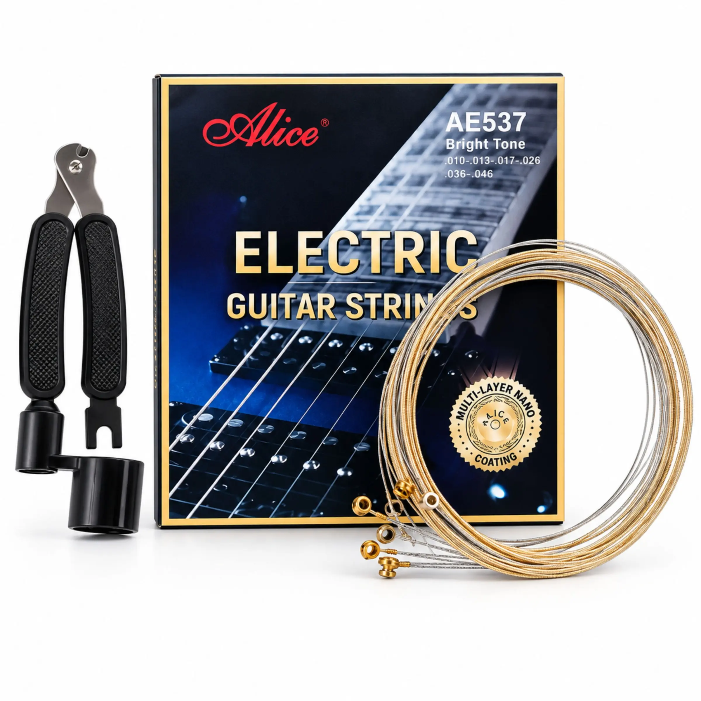 Electric Guitar Strings AE537, 6 String Full Set, Complete 1st–6th Guitar Strings