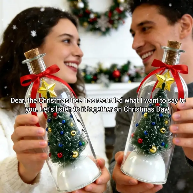8-Inch Recordable Christmas Wishing Bottle, Creative DIY Voice Message Jar, Desktop Decoration, Romantic Gift, Holiday Surprise