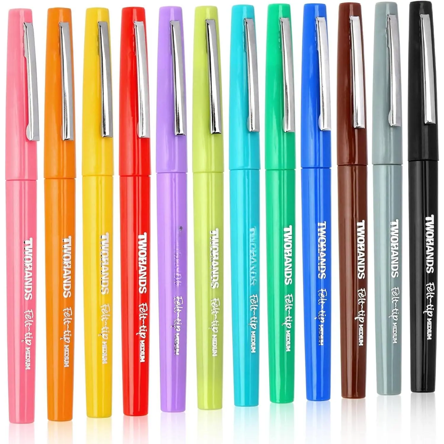 12-Pack 0.7mm Medium Point Felt Tip Pen Set, No Bleed Fineliners for Journaling, Coloring, 22004